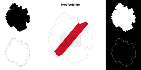 Téléchargez les illustrations : Ensemble de carte de contour vierge du Herefordshire - en licence libre de droit