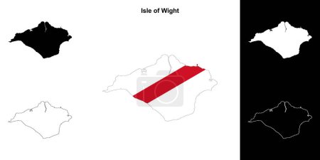 Isla de Wight en blanco esquema mapa conjunto
