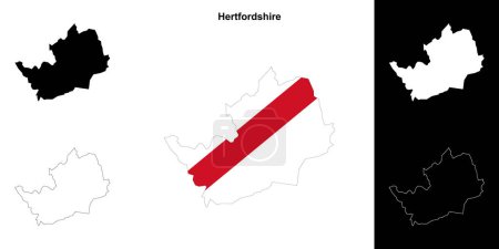 Illustration for Hertfordshire blank outline map set - Royalty Free Image
