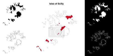 Isles of Scilly blank outline map set