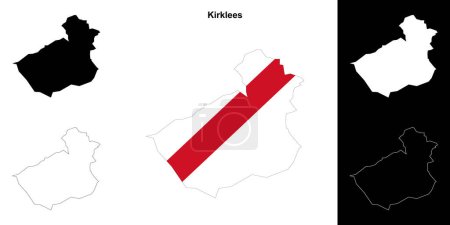 Kirklees blank outline map set
