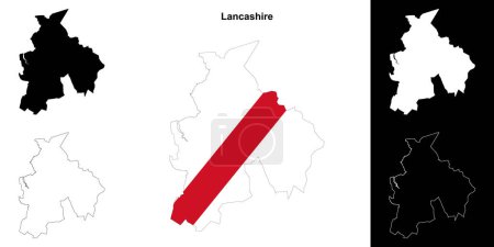 Lancashire blank outline map set