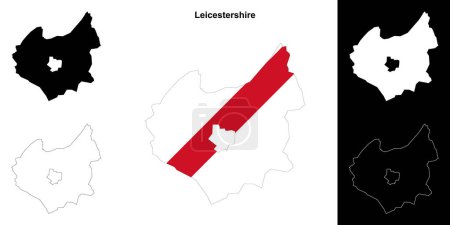 Leicestershire blank outline map set