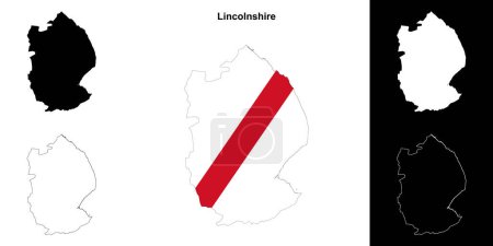 Lincolnshire blank outline map set