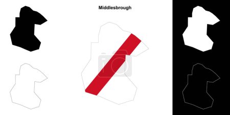 Middlesbrough blank outline map set