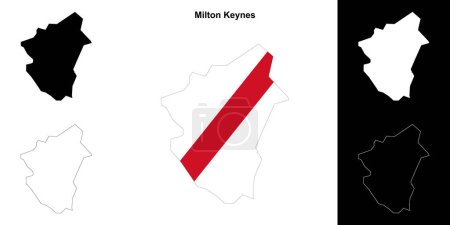 Milton Keynes blank outline map set