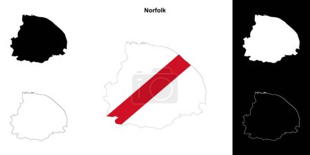 Norfolk blank outline map set