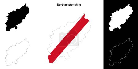 Northamptonshire Leere Umrisse Karte Set