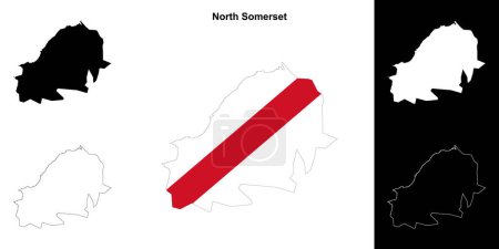 North Somerset blank outline map set