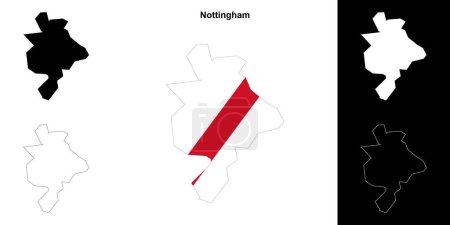 Nottingham en blanco esquema mapa conjunto