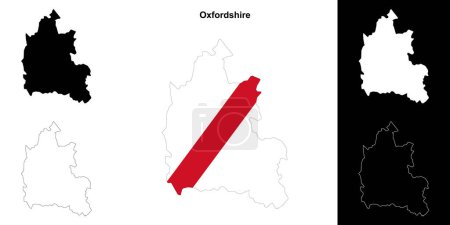 Illustration for Oxfordshire blank outline map set - Royalty Free Image