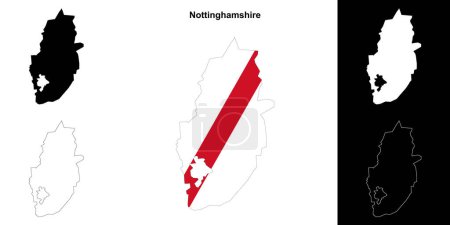 Illustration for Nottinghamshire blank outline map set - Royalty Free Image