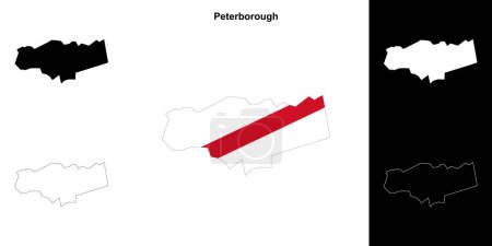 Peterborough en blanco esquema mapa conjunto