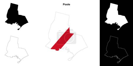 Poole en blanco esquema mapa conjunto