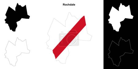 Rochdale blank outline map set