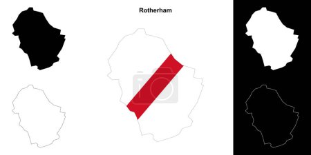 Rotherham blank outline map set
