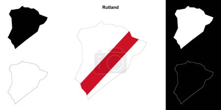 Téléchargez les illustrations : Ensemble de carte de contour vierge Rutland - en licence libre de droit