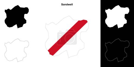 Sandwell leere Umrisse Karte Set