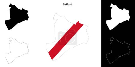 Ilustración de Conjunto de mapas en blanco de Salford - Imagen libre de derechos
