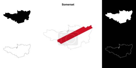 Somerset en blanco esquema mapa conjunto