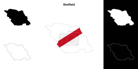 Sheffield blank outline map set