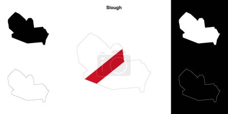 Illustration for Slough blank outline map set - Royalty Free Image