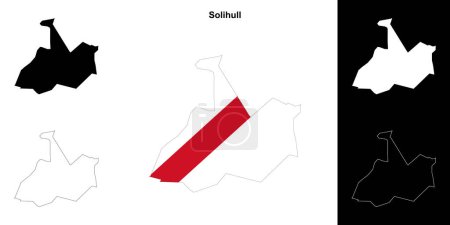 Solihull blank outline map set