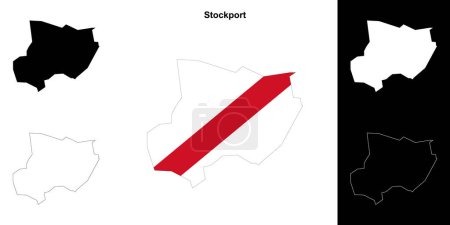 Stockport blank outline map set