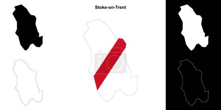 Stoke-on-Trent en blanco esquema mapa conjunto