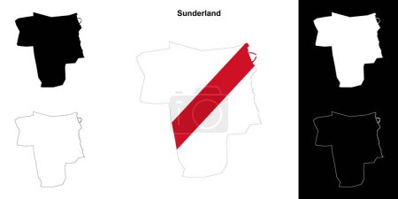 Sunderland blank outline map set