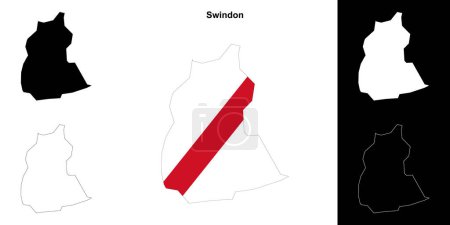 Swindon contorno en blanco mapa conjunto