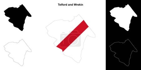 Telford and Wrekin blank outline map set