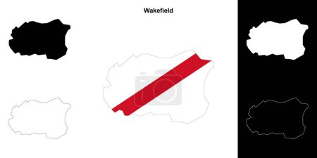 Wakefield en blanco esquema mapa conjunto