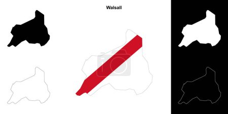 Walsall en blanco esquema mapa conjunto