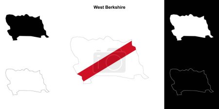 West Berkshire blank outline map set