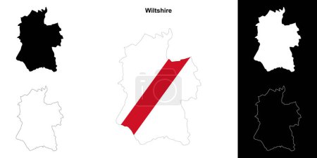Wiltshire blank outline map set