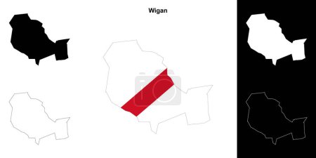 Wigan blank outline map set