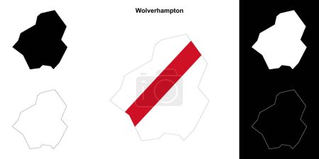 Illustration for Wolverhampton blank outline map set - Royalty Free Image