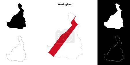 Wokingham blank outline map set