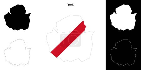 York blank outline map set