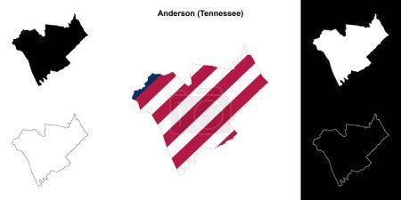 Ilustración de Anderson County (Tennessee) esquema mapa conjunto - Imagen libre de derechos