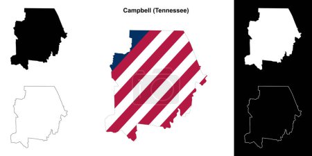 Ilustración de Conjunto de mapas de contorno del Condado de Campbell (Tennessee) - Imagen libre de derechos
