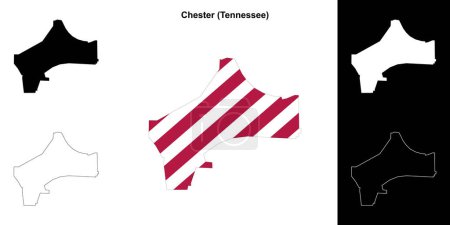 Illustration for Chester County (Tennessee) outline map set - Royalty Free Image