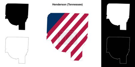 Henderson County (Tennessee) outline map set