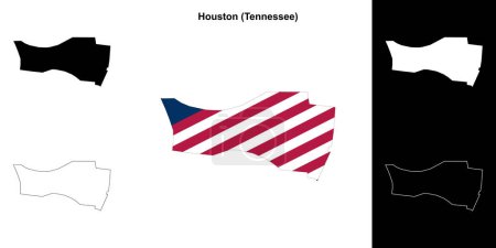 Houston County (Tennessee) umrissenes Kartenset