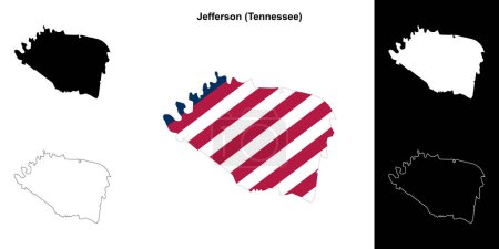 Illustration for Jefferson County (Tennessee) outline map set - Royalty Free Image