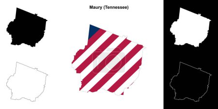 Ilustración de Condado de Maury (Tennessee) esquema mapa conjunto - Imagen libre de derechos