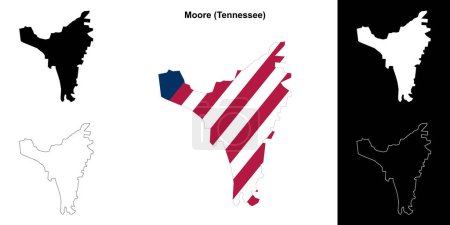 Illustration for Moore County (Tennessee) outline map set - Royalty Free Image