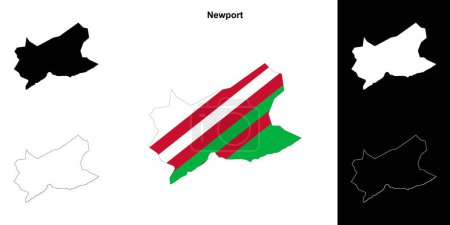Newport blank outline map set