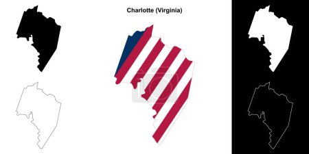 Illustration for Charlotte County (Virginia) outline map set - Royalty Free Image